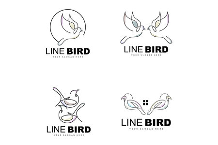 Bird Logo, Vector Hummingbird, Simple Simple line Style Design, Bird Wings Icon Product Brandのイラスト素材