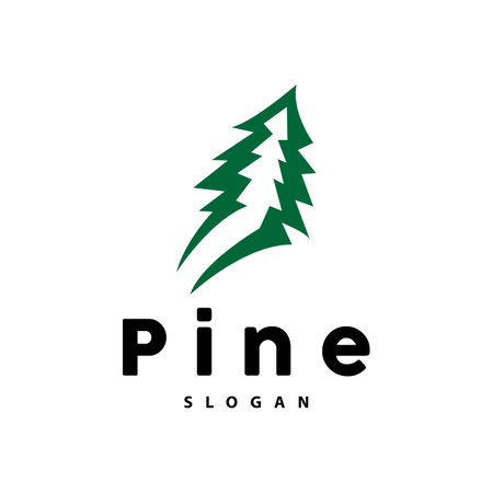 Pine Tree Logo, Luxurious Elegant Simple Design, Fir Tree Vector Abstract, Forest Icon Illustration Pine Product Brandのイラスト素材