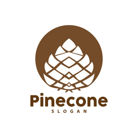 Pine Cone Logo, Elegant Luxury Pine Simple Design, Tree Acorn Icon Vector, Product Brand...