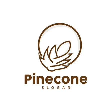 Pine Cone Logo, Elegant Luxury Pine Simple Design, Tree Acorn Icon Vector, Product Brand Illustrationのイラスト素材