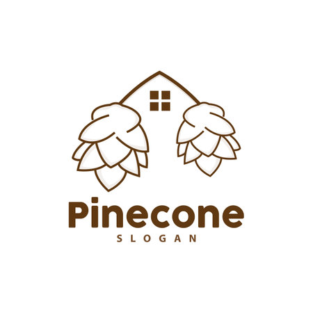 Pine Cone Logo, Elegant Luxury Pine Simple Design, Tree Acorn Icon Vector, Product Brand Illustrationのイラスト素材