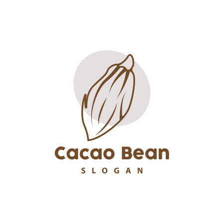 Vintage Cacao Logo, Cocoa Fruit Plant Logo, Chocolate Vector For Bakery, Abstract Line Art Chocolate Designのイラスト素材