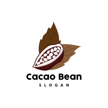 Vintage Cacao Logo, Cocoa Fruit Plant Logo, Chocolate Vector For Bakery, Abstract Line Art Chocolate Designのイラスト素材