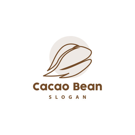 Vintage Cacao Logo, Cocoa Fruit Plant Logo, Chocolate Vector For Bakery, Abstract Line Art Chocolate Designのイラスト素材