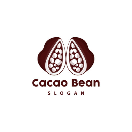 Vintage Cacao Logo, Cocoa Fruit Plant Logo, Chocolate Vector For Bakery, Abstract Line Art Chocolate Designのイラスト素材