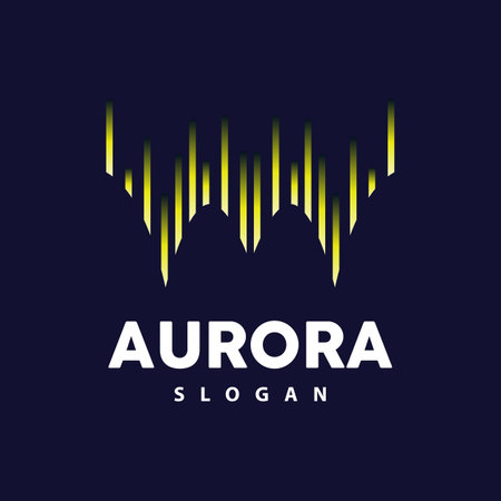 Aurora Logo, Light Wave Vector, Nature Landscape Design, Product Brand Template Illustration Iconのイラスト素材