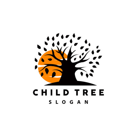 Tree Logo, Life Balance Education Vector, Luxurious Elegant Simple Tree Design, Playground Illustration Iconのイラスト素材