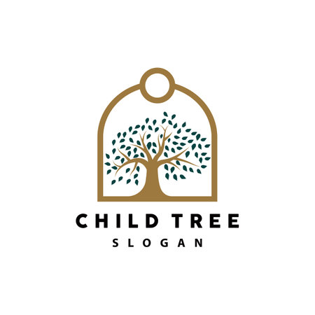 Tree Logo, Life Balance Education Vector, Luxurious Elegant Simple Tree Design, Playground Illustration Iconのイラスト素材