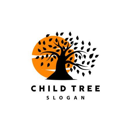 Tree Logo, Life Balance Education Vector, Luxurious Elegant Simple Tree Design, Playground Illustration Iconのイラスト素材