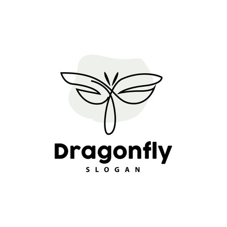 Dragonfly Logo, Flying Animal Vector, Luxurious Elegant Simple Minimalist Design, Illustration Template Iconのイラスト素材