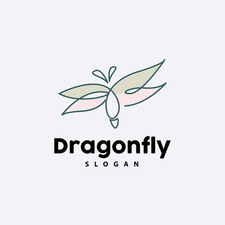 Dragonfly Logo, Flying Animal Vector, Luxurious Elegant Simple Minimalist Design, Illustration Template Iconのイラスト素材