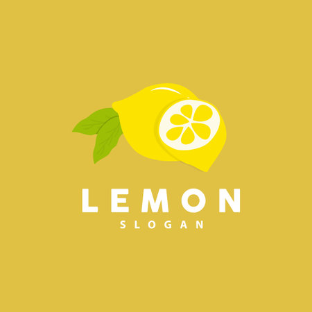 Lemon Logo, Luxurious Elegant Minimalist Design, Lemon Fresh Fruit Vector For Juice, Illustration Template Iconのイラスト素材