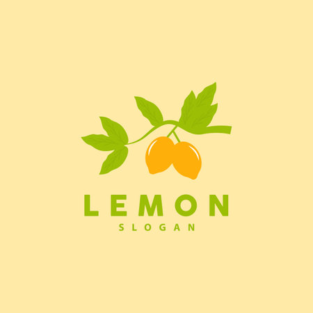 Lemon Logo, Luxurious Elegant Minimalist Design, Lemon Fresh Fruit Vector For Juice, Illustration Template Iconのイラスト素材
