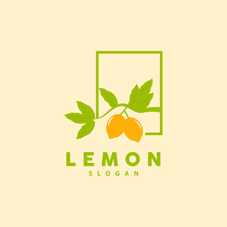 Lemon Logo, Luxurious Elegant Minimalist Design, Lemon Fresh Fruit Vector For Juice, Illustration Template Iconのイラスト素材