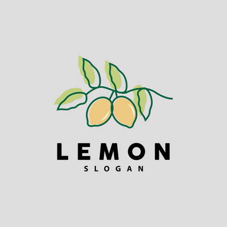 Lemon Logo, Luxurious Elegant Minimalist Design, Lemon Fresh Fruit Vector For Juice, Illustration Template Iconのイラスト素材