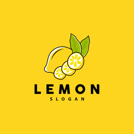 Lemon Logo, Luxurious Elegant Minimalist Design, Lemon Fresh Fruit Vector For Juice, Illustration Template Iconのイラスト素材