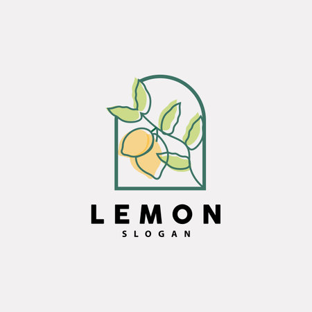 Lemon Logo, Luxurious Elegant Minimalist Design, Lemon Fresh Fruit Vector For Juice, Illustration Template Iconのイラスト素材