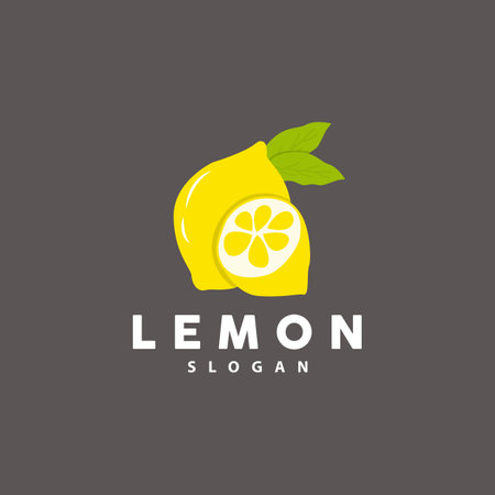 Lemon Logo, Luxurious Elegant Minimalist Design, Lemon Fresh Fruit Vector For Juice, Illustration Template Iconのイラスト素材