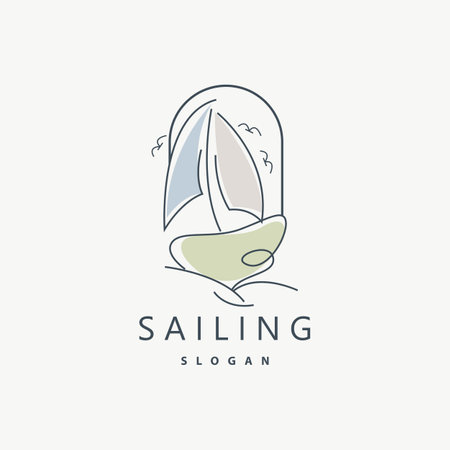 Sailboat Logo Design, Fishing Boat Illustration, Fishing Boat Company Brand Vector Icon, Boat Shop Design, Fish Shop, Transportationのイラスト素材