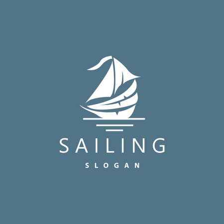 Sailboat Logo Design, Fishing Boat Illustration, Fishing Boat Company Brand Vector Icon, Boat Shop Design, Fish Shop, Transportationのイラスト素材