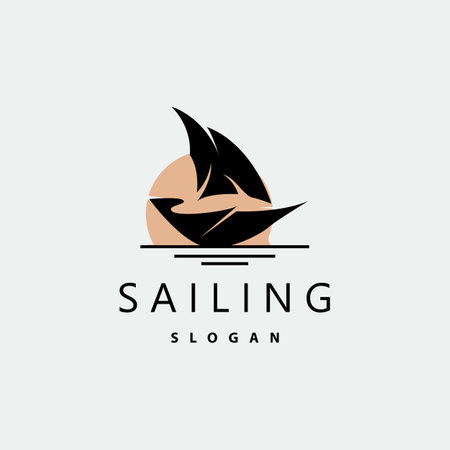 Sailboat Logo Design, Fishing Boat Illustration, Fishing Boat Company Brand Vector Icon, Boat Shop Design, Fish Shop, Transportationのイラスト素材