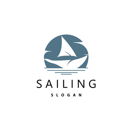 Sailboat Logo Design, Fishing Boat Illustration, Fishing Boat Company Brand Vector Icon, Boat Shop Design, Fish Shop, Transportationのイラスト素材