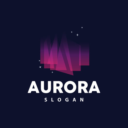 Aurora Logo, Light Wave Vector, Nature Landscape Design, Product Brand Template Illustration Iconのイラスト素材