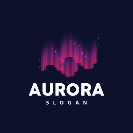 Aurora Logo, Light Wave Vector, Nature Landscape Design, Product Brand Template Illustration Iconのイラスト素材