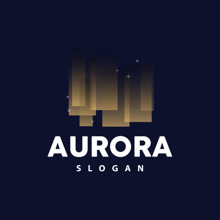Aurora Logo, Light Wave Vector, Nature Landscape Design, Product Brand Template Illustration Iconのイラスト素材