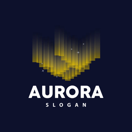 Aurora Logo, Light Wave Vector, Nature Landscape Design, Product Brand Template Illustration Iconのイラスト素材
