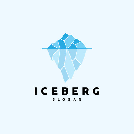 Iceberg Logo, Antarctic Mountains Vector In Ice Blue Color, Nature Design, Product Brand Illustration Template Iconのイラスト素材