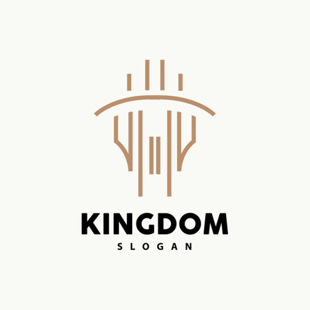 Castle Logo, Elegant Minimalist Design Royal Tower, Kingdom Fortress Vector, Illustration Template Iconのイラスト素材