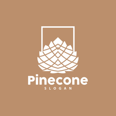 Pine Cone Logo, Elegant Luxury Pine Simple Design, Tree Acorn Icon Vector, Product Brand Illustrationのイラスト素材