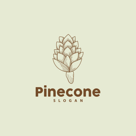 Pine Cone Logo, Elegant Luxury Pine Simple Design, Tree Acorn Icon Vector, Product Brand Illustrationのイラスト素材