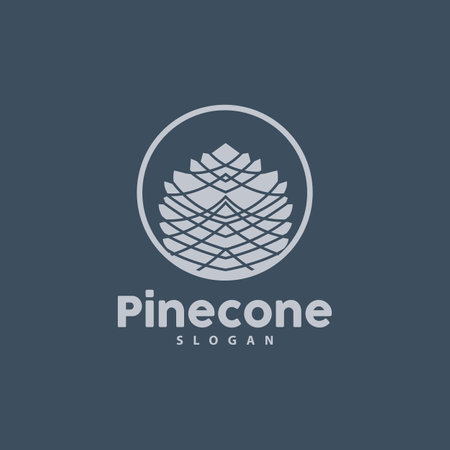 Pine Cone Logo, Elegant Luxury Pine Simple Design, Tree Acorn Icon Vector, Product Brand Illustrationのイラスト素材