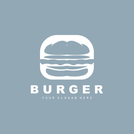 Burger Logo, Fast Food Design, Bread And Vegetables Vector, Fast Food Restaurant Brand Icon Illustrationのイラスト素材