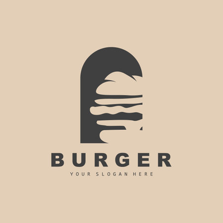 Burger Logo, Fast Food Design, Bread And Vegetables Vector, Fast Food Restaurant Brand Icon Illustrationのイラスト素材
