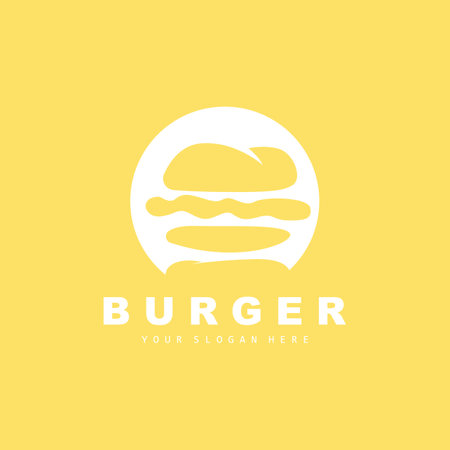 Burger Logo, Fast Food Design, Bread And Vegetables Vector, Fast Food Restaurant Brand Icon Illustrationのイラスト素材