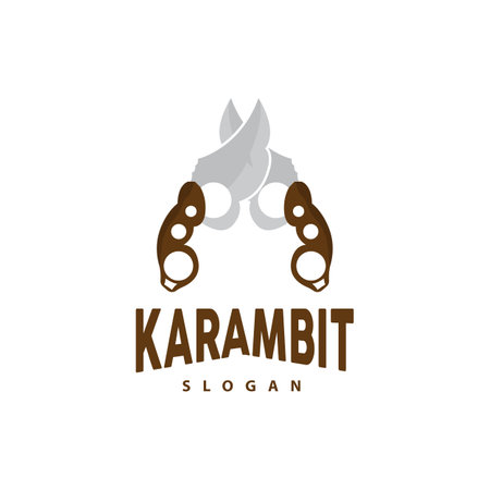 Kerambit Logo, Indonesia Fighting Weapon Vector, Ninja Fighting Tool Simple Design, Template Illustration Symbol Iconのイラスト素材