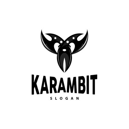 Kerambit Logo, Indonesia Fighting Weapon Vector, Ninja Fighting Tool Simple Design, Template Illustration Symbol Iconのイラスト素材