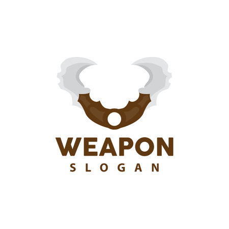 Kerambit Logo, Indonesia Fighting Weapon Vector, Ninja Fighting Tool Simple Design, Template Illustration Symbol Iconのイラスト素材