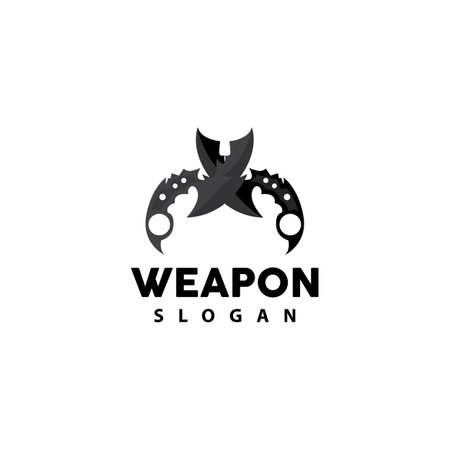 Kerambit Logo, Indonesia Fighting Weapon Vector, Ninja Fighting Tool Simple Design, Template Illustration Symbol Iconのイラスト素材