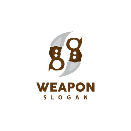 Kerambit Logo, Indonesia Fighting Weapon Vector, Ninja Fighting Tool Simple Design, Template Illustration Symbol Iconのイラスト素材