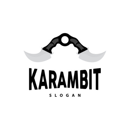 Kerambit Logo, Indonesia Fighting Weapon Vector, Ninja Fighting Tool Simple Design, Template Illustration Symbol Iconのイラスト素材