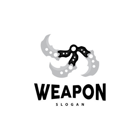 Kerambit Logo, Indonesia Fighting Weapon Vector, Ninja Fighting Tool Simple Design, Template Illustration Symbol Iconのイラスト素材