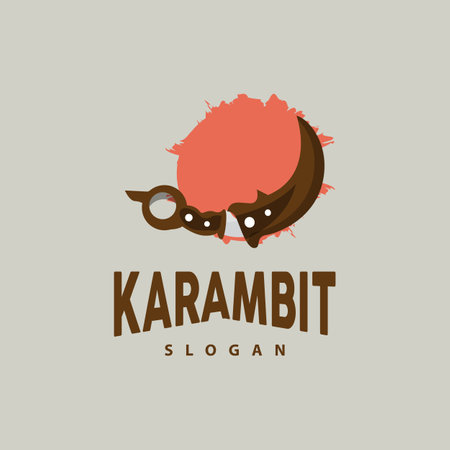 Kerambit Logo, Indonesia Fighting Weapon Vector, Ninja Fighting Tool Simple Design, Template Illustration Symbol Iconのイラスト素材