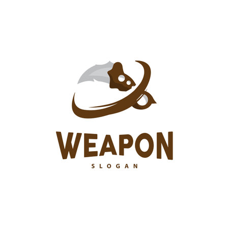 Kerambit Logo, Indonesia Fighting Weapon Vector, Ninja Fighting Tool Simple Design, Template Illustration Symbol Iconのイラスト素材