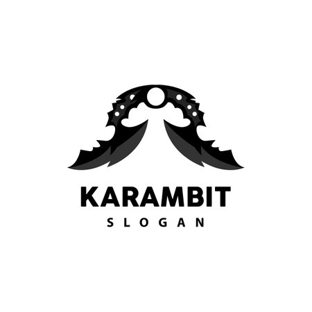 Kerambit Logo, Indonesia Fighting Weapon Vector, Ninja Fighting Tool Simple Design, Template Illustration Symbol Iconのイラスト素材