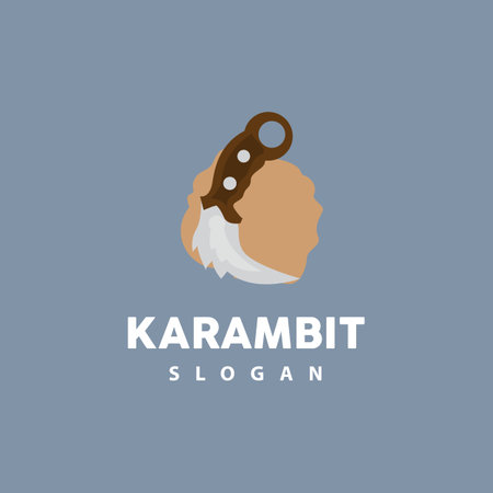 Kerambit Logo, Indonesia Fighting Weapon Vector, Ninja Fighting Tool Simple Design, Template Illustration Symbol Iconのイラスト素材
