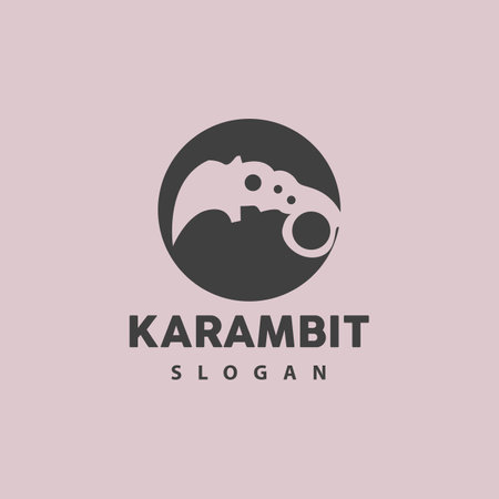 Kerambit Logo, Indonesia Fighting Weapon Vector, Ninja Fighting Tool Simple Design, Template Illustration Symbol Iconのイラスト素材